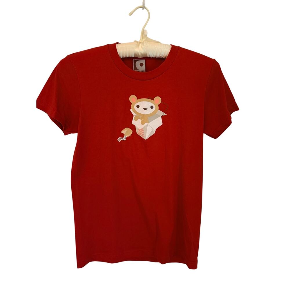 GAMA-GO 2006 Y2K Graphic T Shirt Red Fortune Cookie Bear USA Made Large